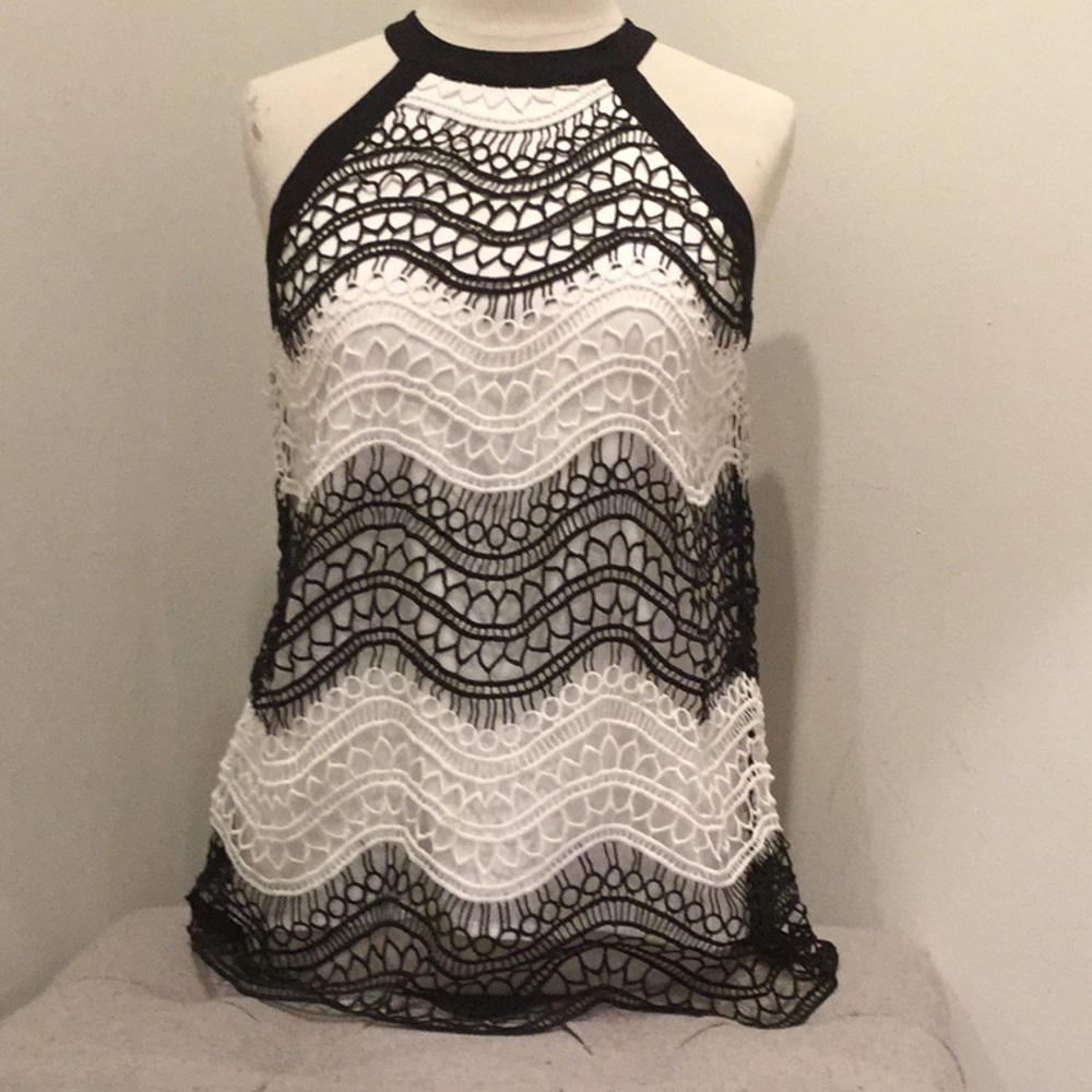 Dora Landa Black and White Lace Top